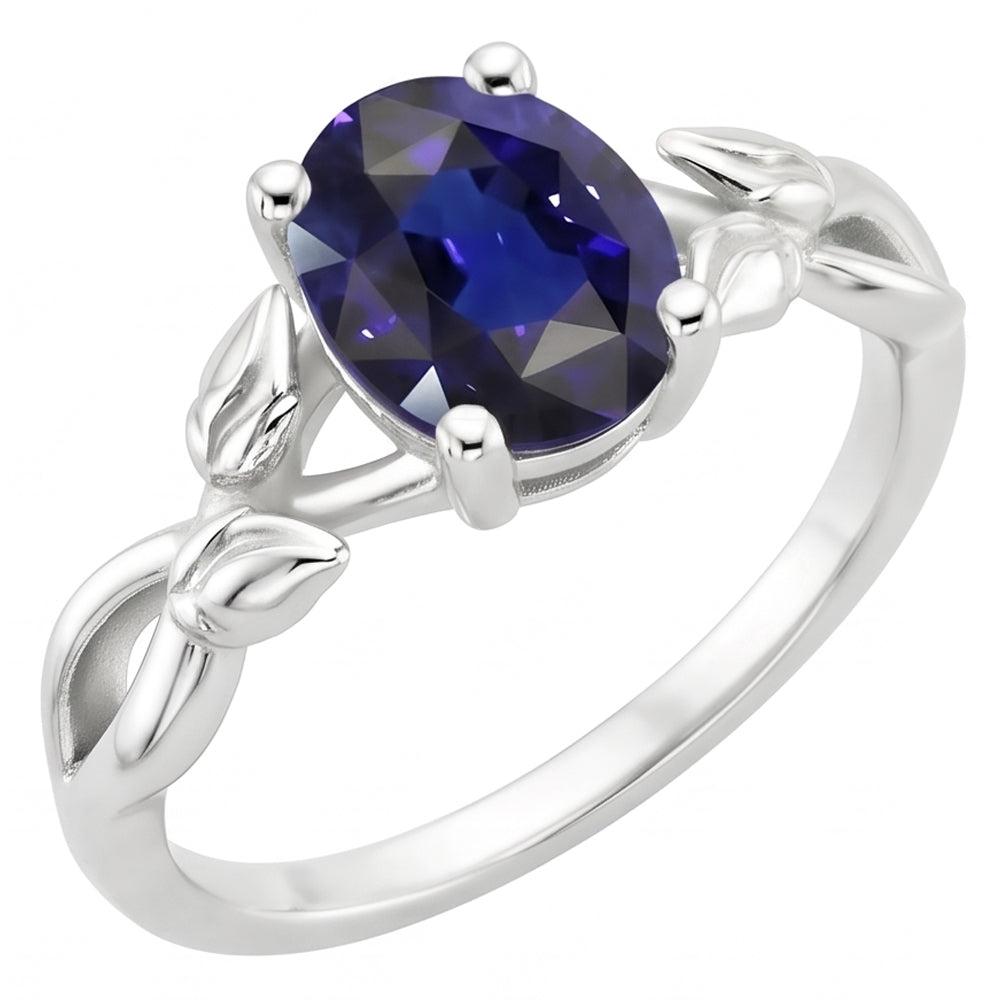 Natural Sapphire Ring 2ct - White Gold 14K