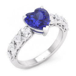 Natural Sapphire Ring 2ct - White Gold 14K