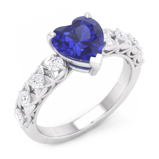 Natural Sapphire Ring 2ct - White Gold 14K