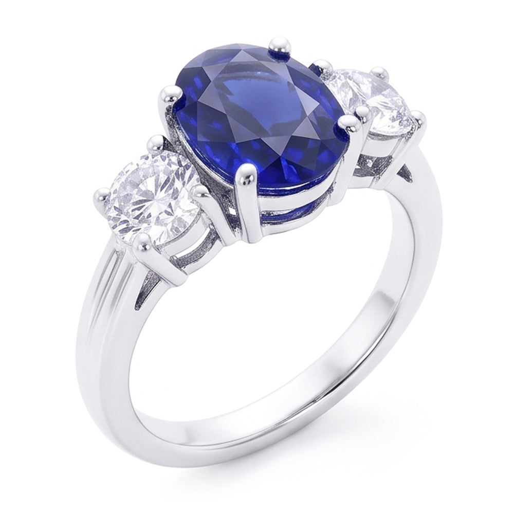 Natural Sapphire Ring 2ct - White Gold 14K