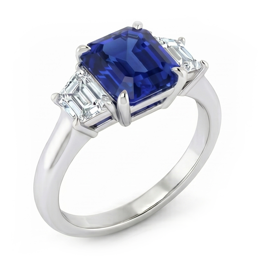 Natural Sapphire Ring 2ct - White Gold 14K
