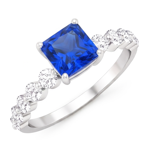 Natural Sapphire Ring 2ct - White Gold 14K