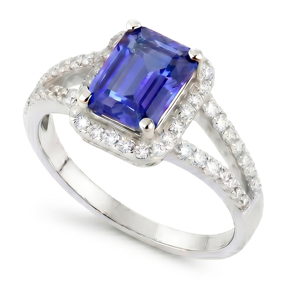 Natural Sapphire Ring 2ct - White Gold 14K