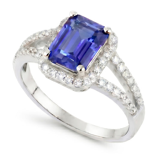 Natural Sapphire Ring 2ct - White Gold 14K