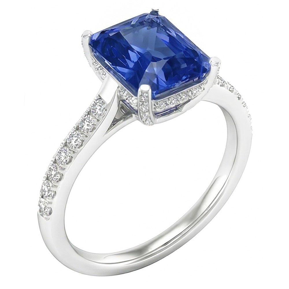 Natural Sapphire Ring 2ct - White Gold 14K