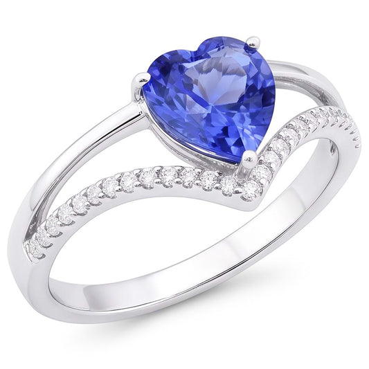 Natural Sapphire Ring 2ct - White Gold 14K