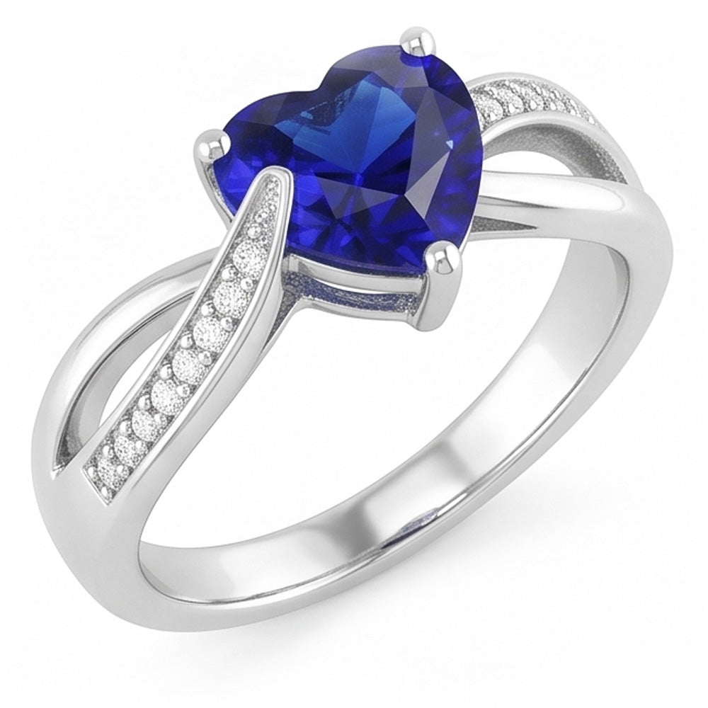 Natural Sapphire Ring 2ct - White Gold 14K