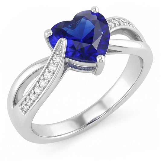 Natural Sapphire Ring 2ct - White Gold 14K