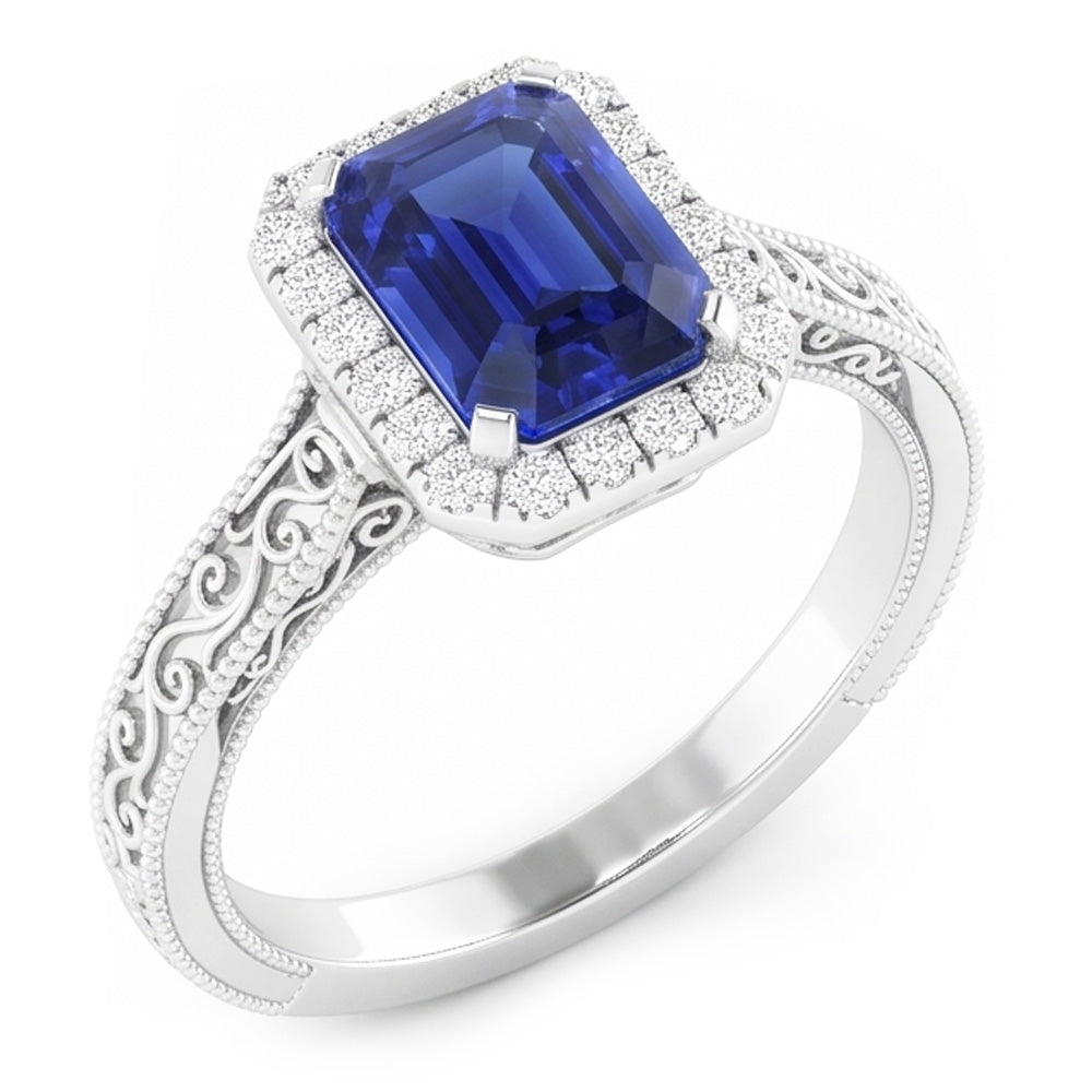 Natural Sapphire Ring 2ct - White Gold 14K