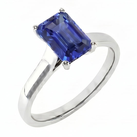 Natural Sapphire Ring 2ct - White Gold 14K