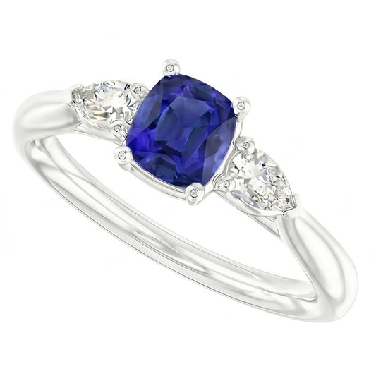 Natural Sapphire Ring 2ct - White Gold 14K