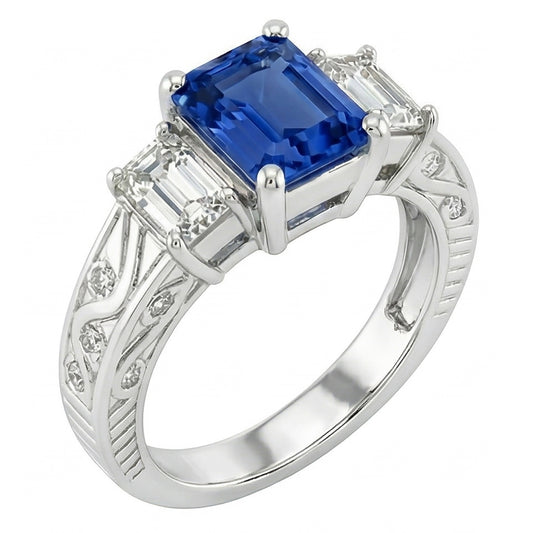 Natural Sapphire Ring 2ct - White Gold 14K