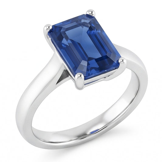 Natural Sapphire Ring 2ct - White Gold 14K