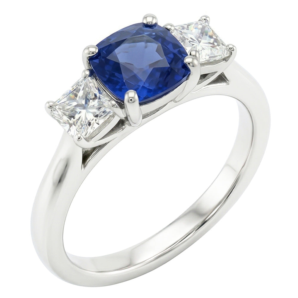 Natural Sapphire Ring 2ct - White Gold 14K