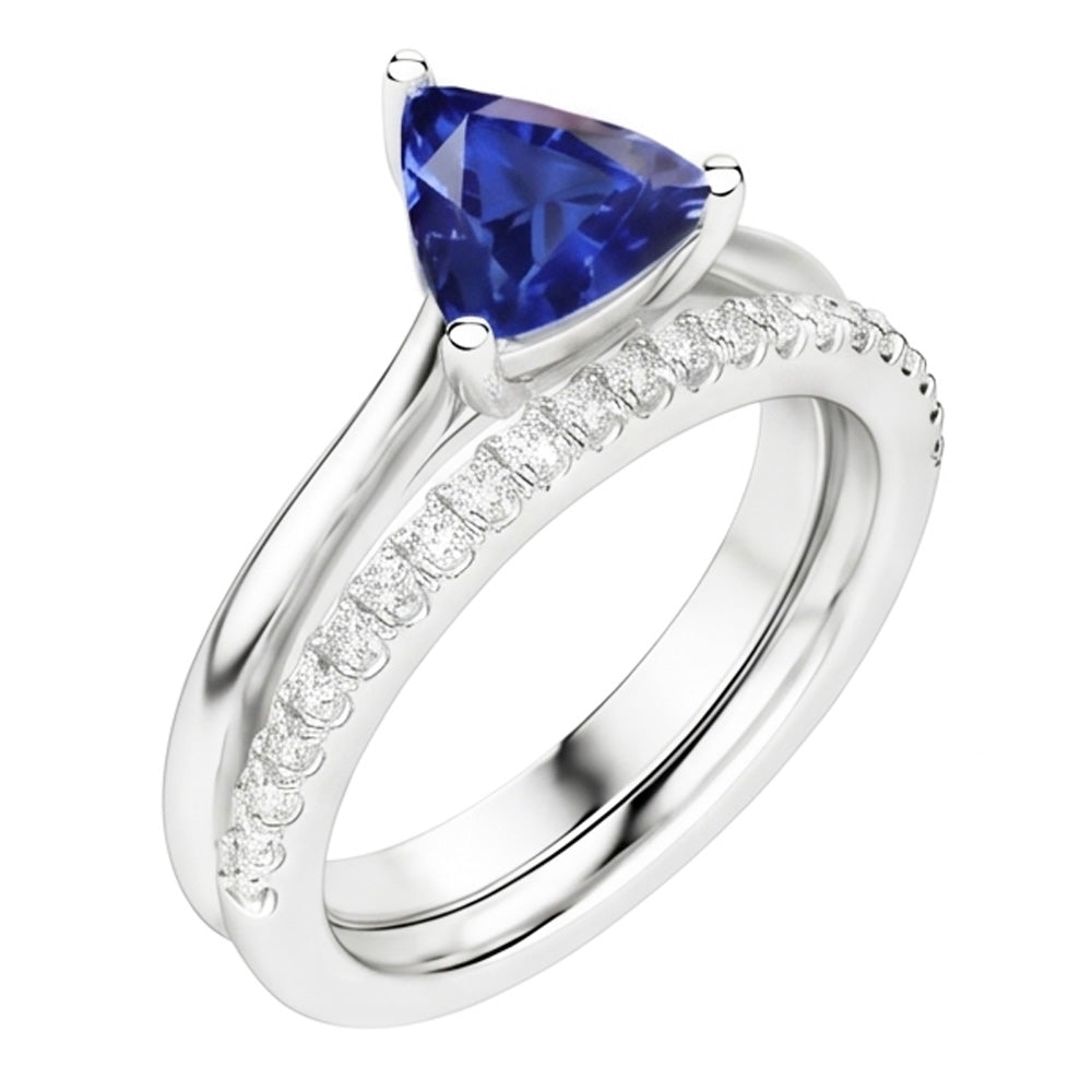 Natural Sapphire Ring 2ct - White Gold 14K