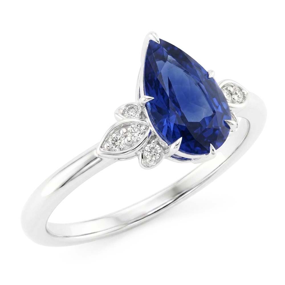 Natural Sapphire Ring 2ct - White Gold 14K