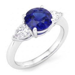 Natural Sapphire Ring 2ct - White Gold 14K
