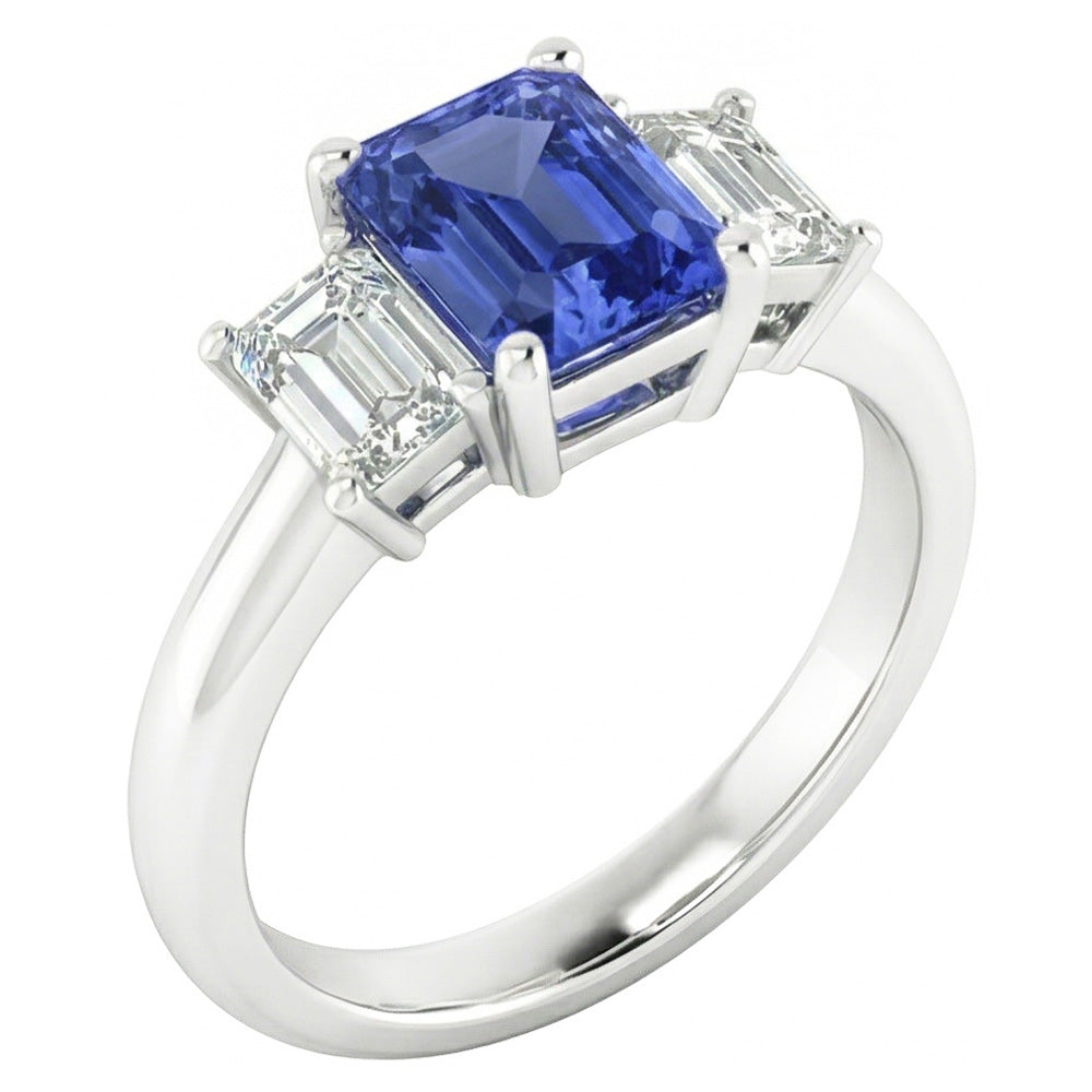 Natural Sapphire Ring 2ct - White Gold 14K