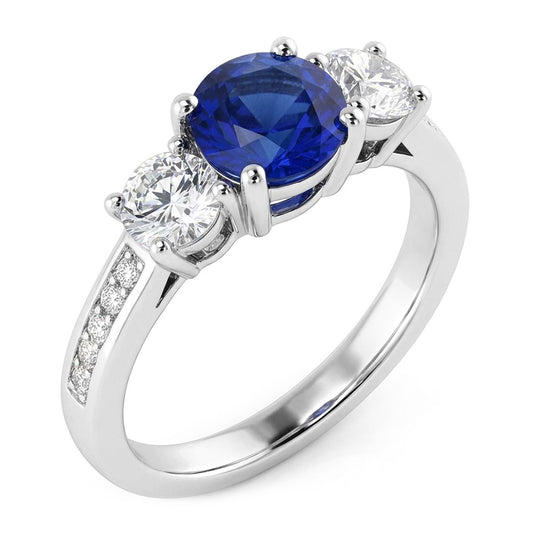 Natural Sapphire Ring 2ct - White Gold 14K