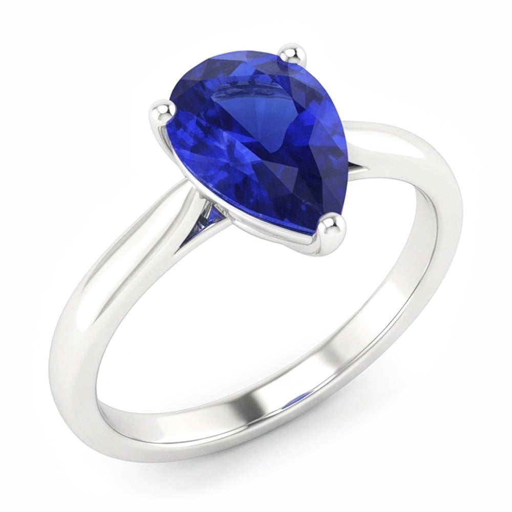 Natural Sapphire Ring 2ct - White Gold 14K