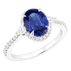 Natural Sapphire Ring 2ct - White Gold 14K