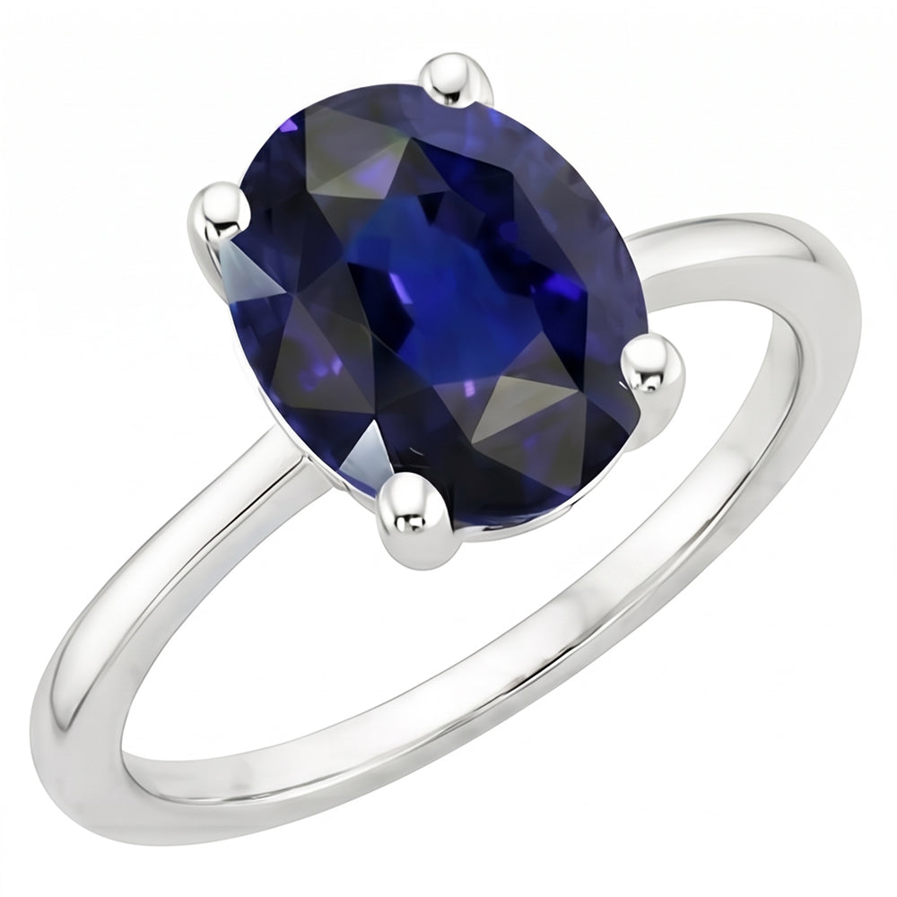 Natural Sapphire Ring 2ct - White Gold 14K