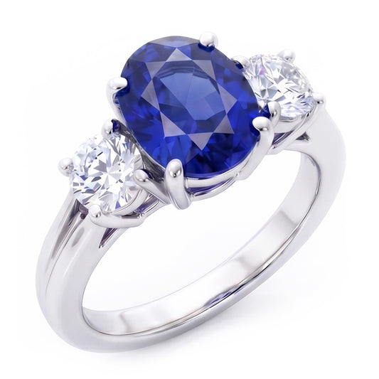 Natural Sapphire Ring 2ct - White Gold 14K