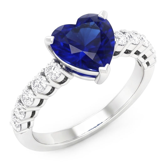Natural Sapphire Ring 2ct - White Gold 14K
