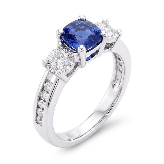 Natural Sapphire Ring 2ct - White Gold 14K