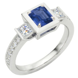 Natural Sapphire Ring 2ct - White Gold 14K