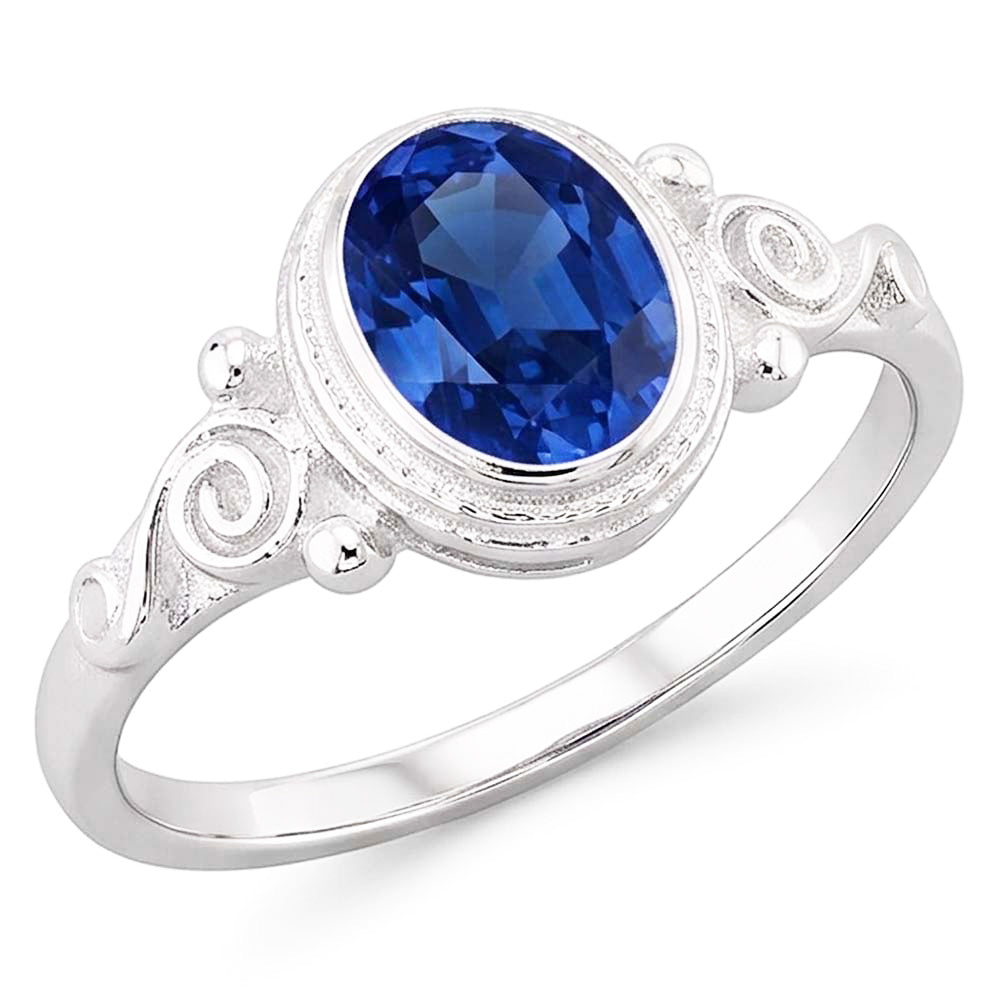 Natural Sapphire Ring 2ct - White Gold 14K