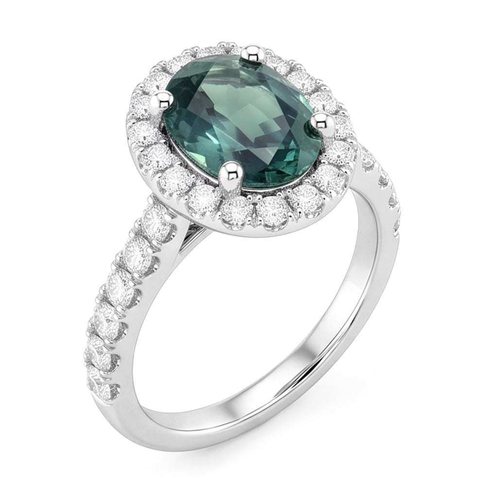 Natural Sapphire Ring 2ct - White Gold 14K