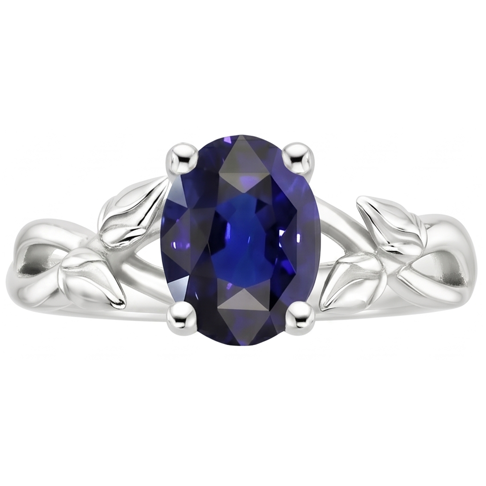 Natural Sapphire Ring 2ct - White Gold 14K