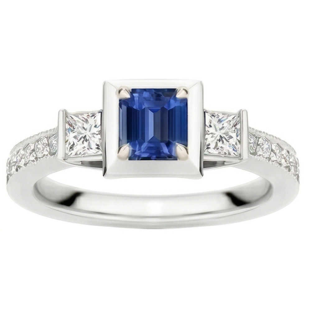 Natural Sapphire Ring 2ct - White Gold 14K