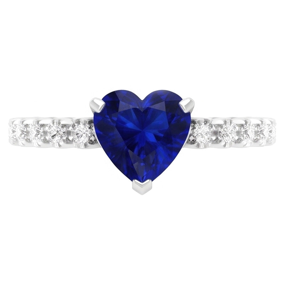 Natural Sapphire Ring 2ct - White Gold 14K