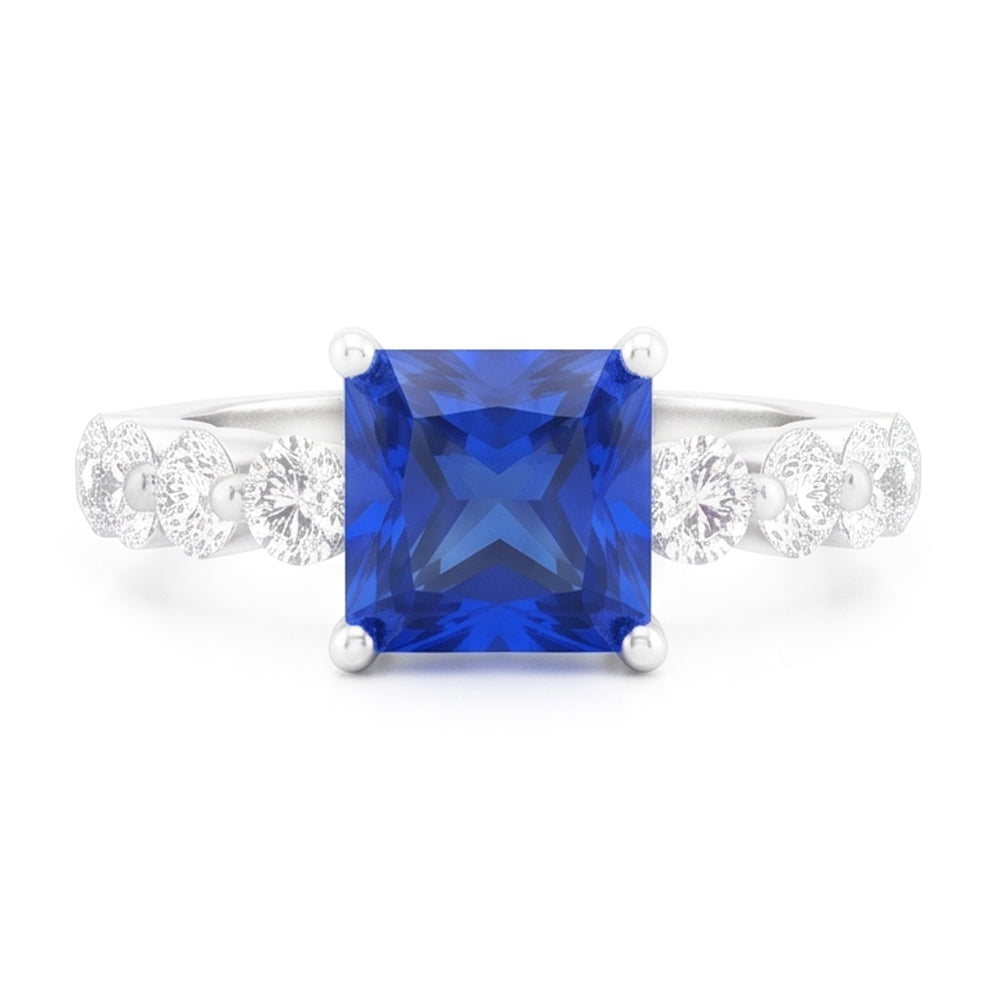 Natural Sapphire Ring 2ct - White Gold 14K