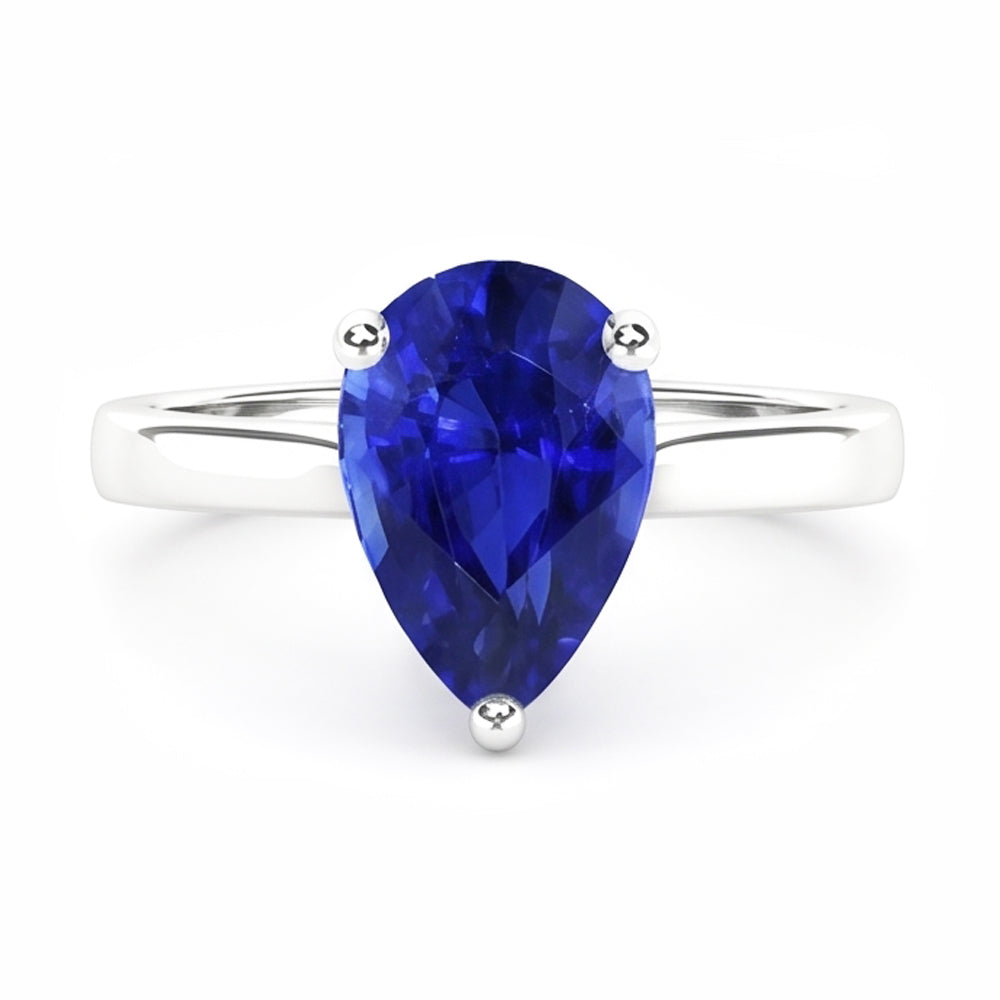 Natural Sapphire Ring 2ct - White Gold 14K