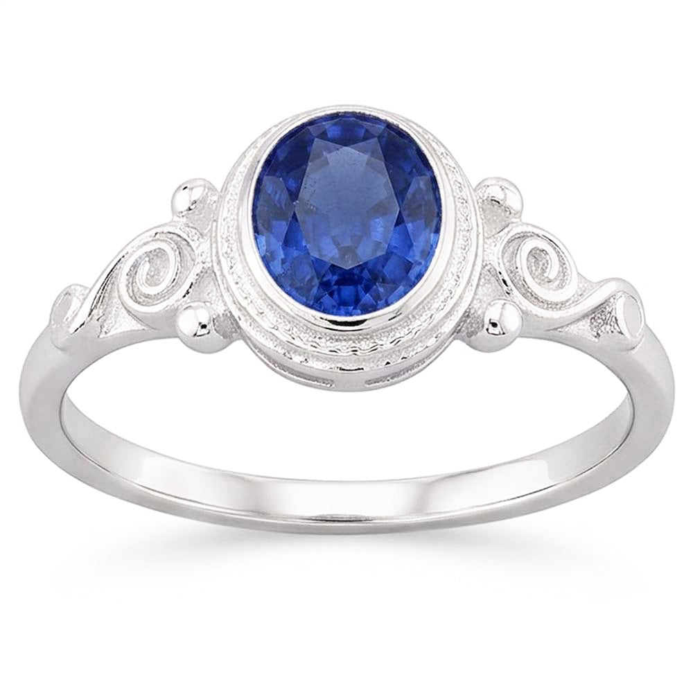 Natural Sapphire Ring 2ct - White Gold 14K