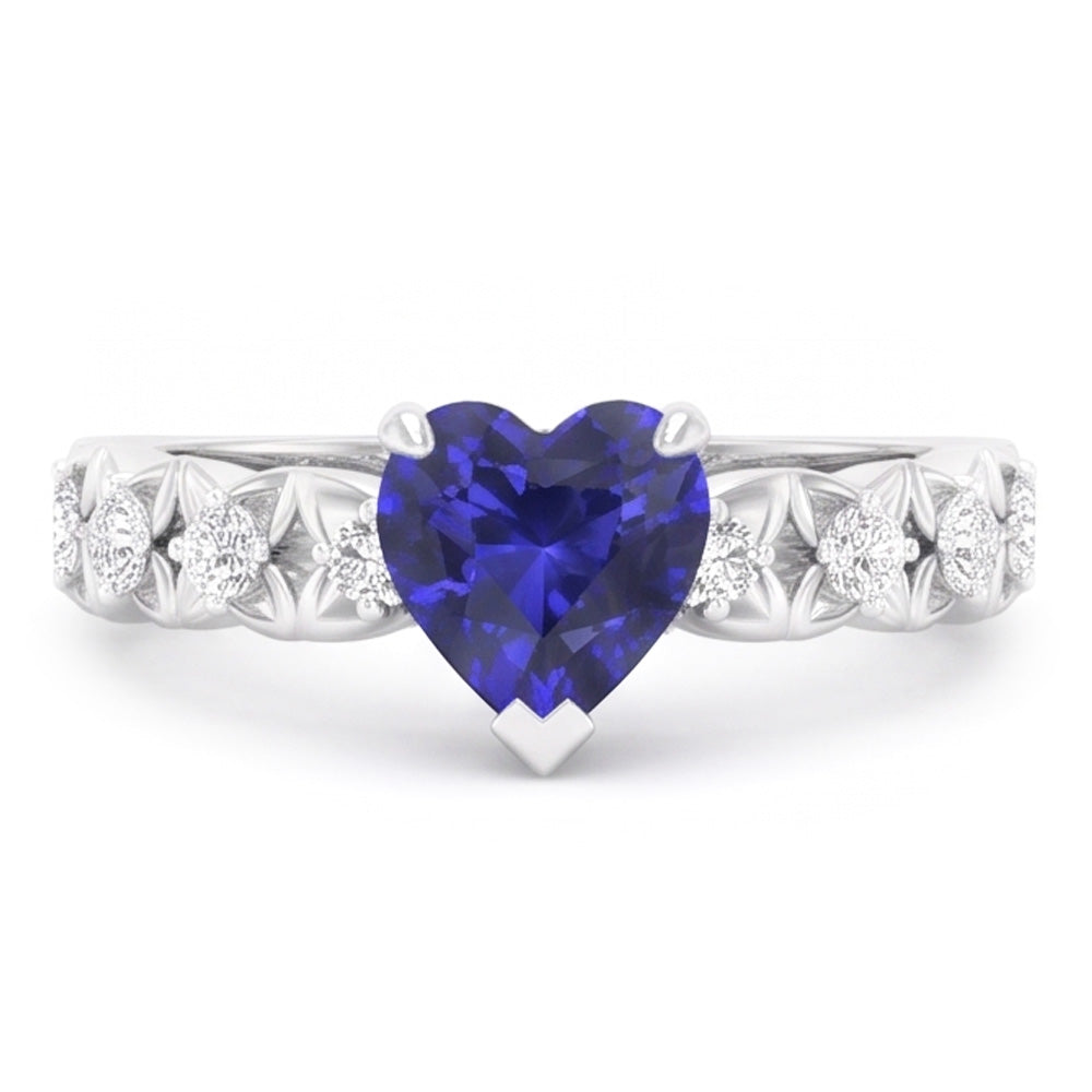 Natural Sapphire Ring 2ct - White Gold 14K