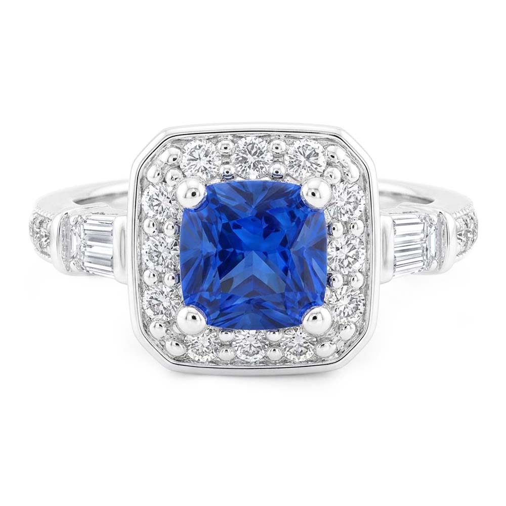 Natural Sapphire Ring 2ct - White Gold 14K
