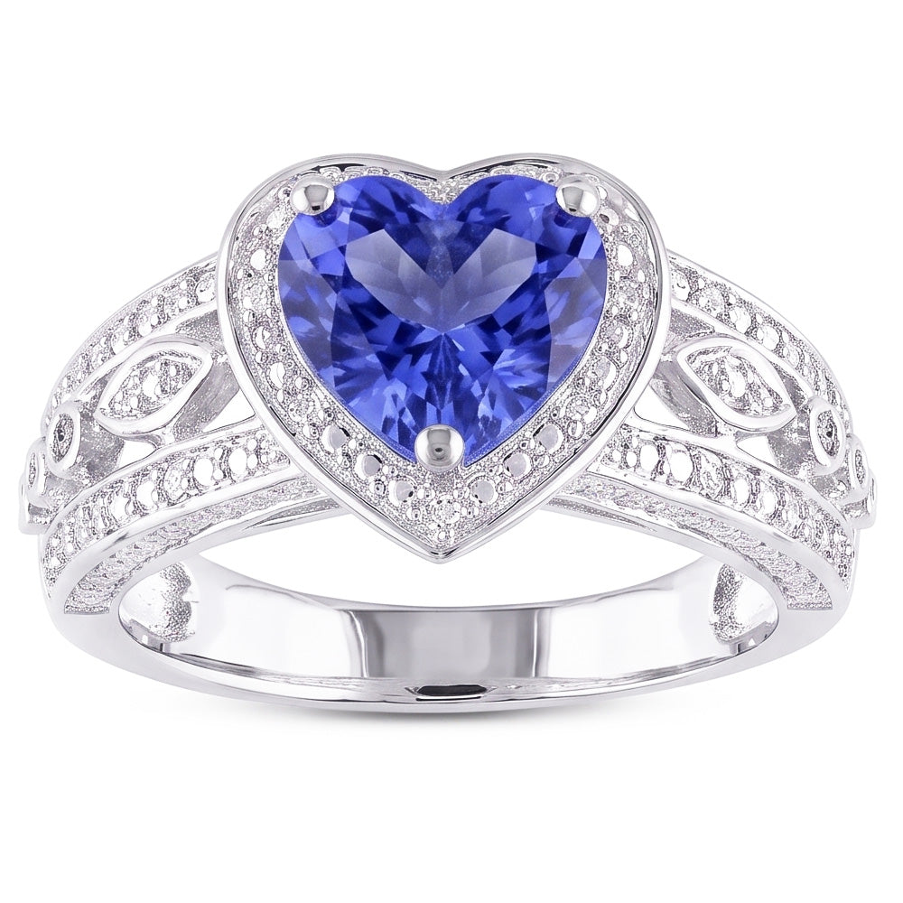 Natural Sapphire Ring 2ct - White Gold 14K