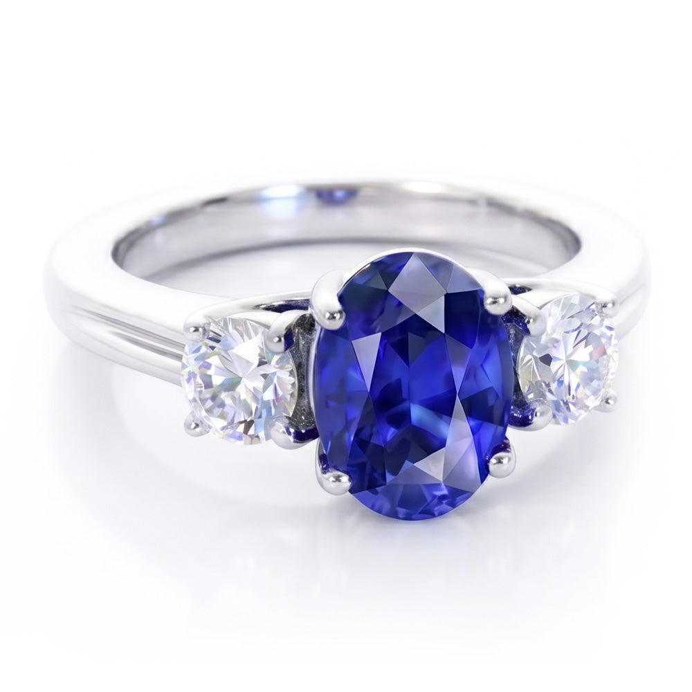 Natural Sapphire Ring 2ct - White Gold 14K