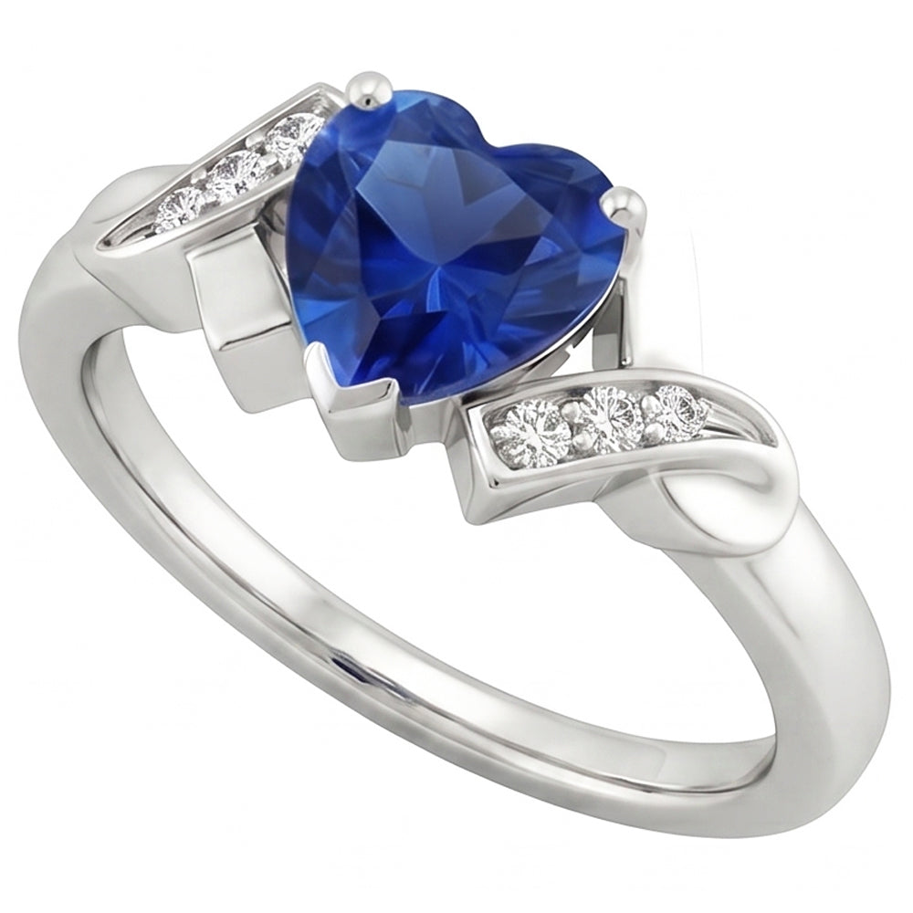 Natural Sapphire Ring 2ct - White Gold 14K