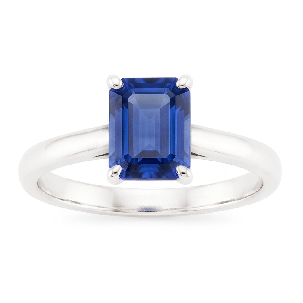 Natural Sapphire Ring 2ct - White Gold 14K