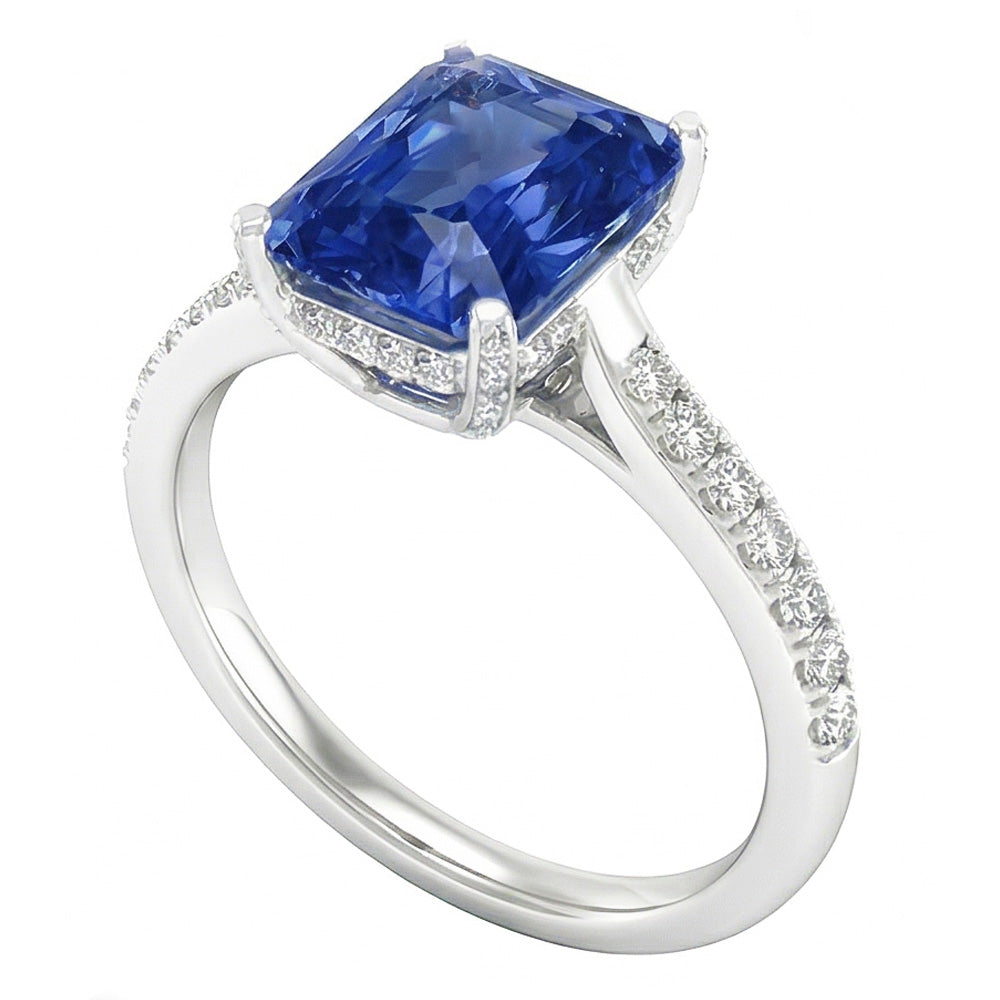 Natural Sapphire Ring 2ct - White Gold 14K