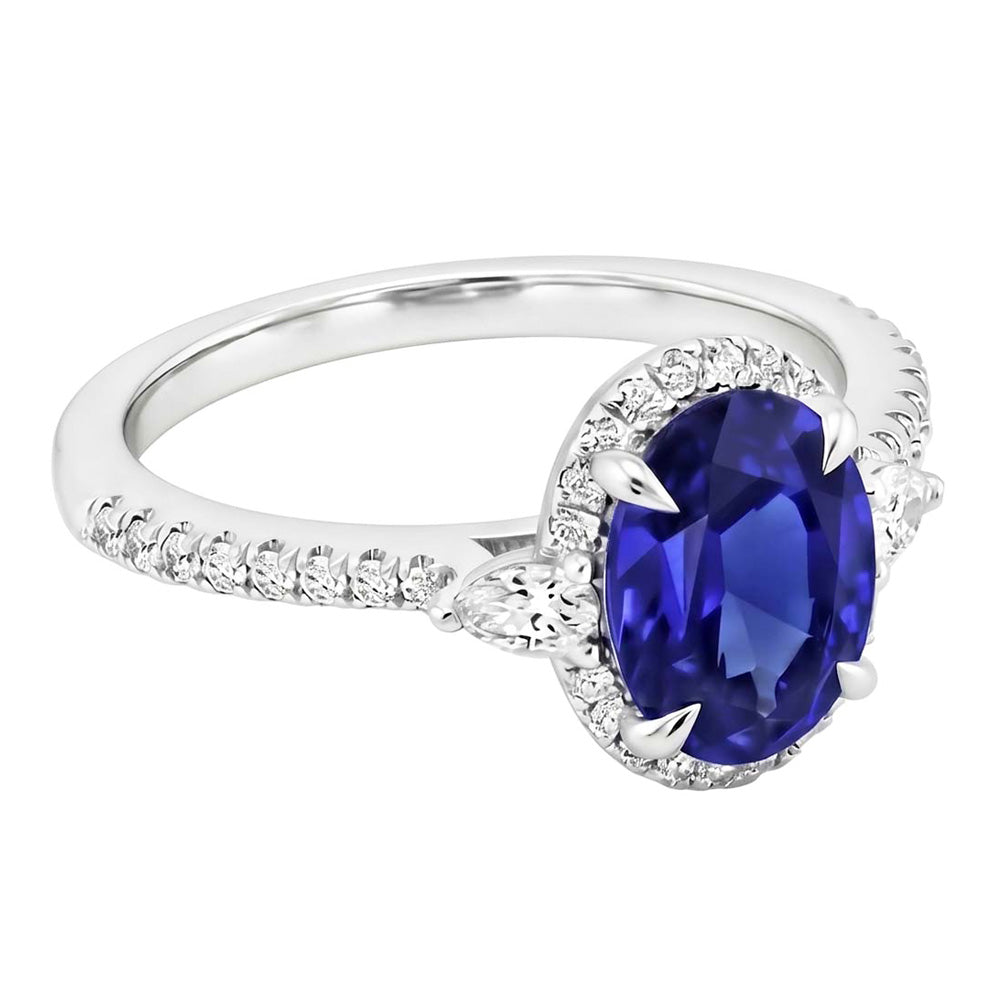 Natural Sapphire Ring 2ct - White Gold 14K