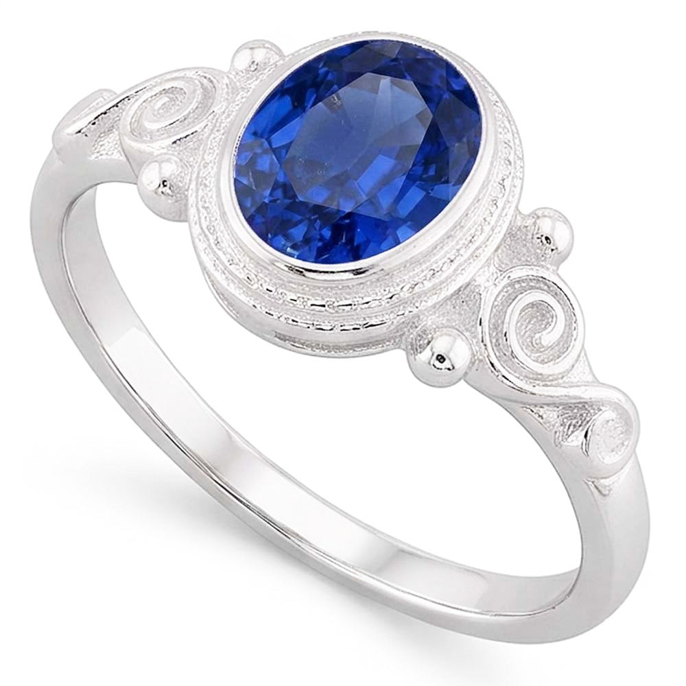 Natural Sapphire Ring 2ct - White Gold 14K