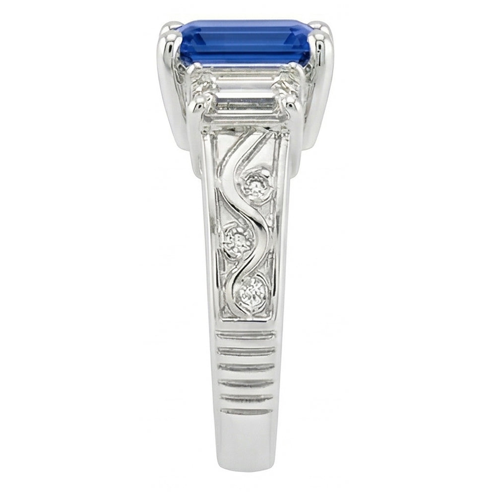 Natural Sapphire Ring 2ct - White Gold 14K