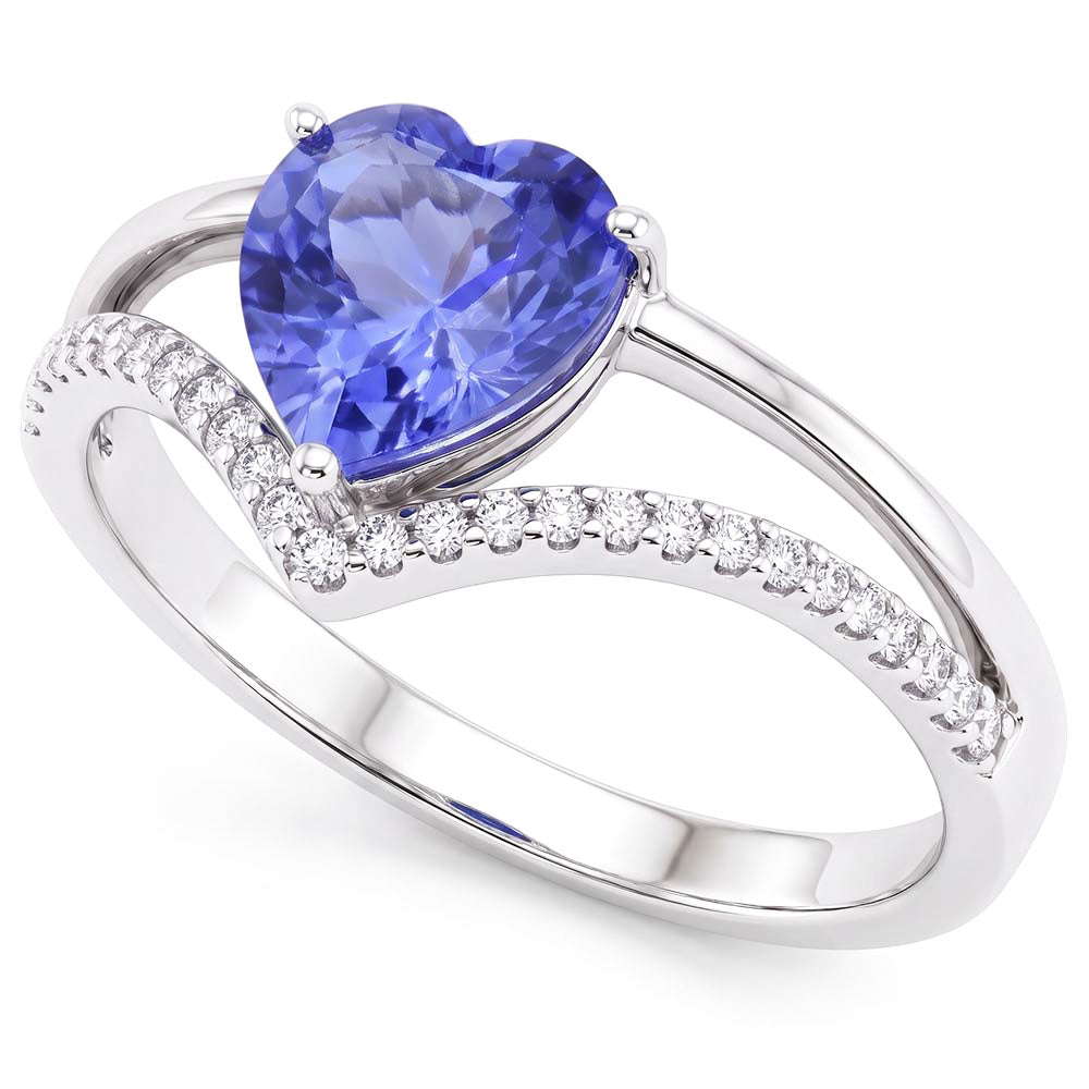 Natural Sapphire Ring 2ct - White Gold 14K