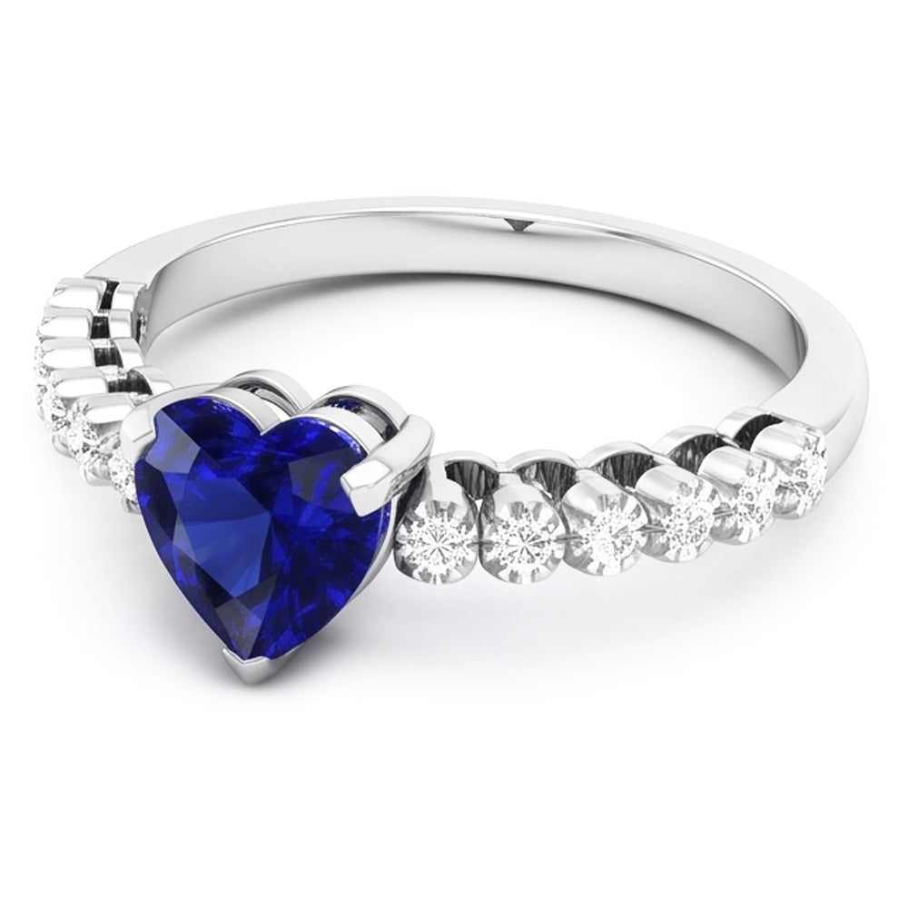 Natural Sapphire Ring 2ct - White Gold 14K